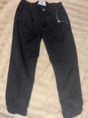 Versace Kids Black Casual Pants with Chain Detail
